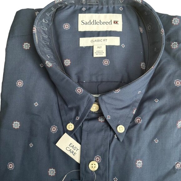 Saddlebred Classic Fit Button-Down Shirt XLT Blue Easy Care - Picture 9 of 12